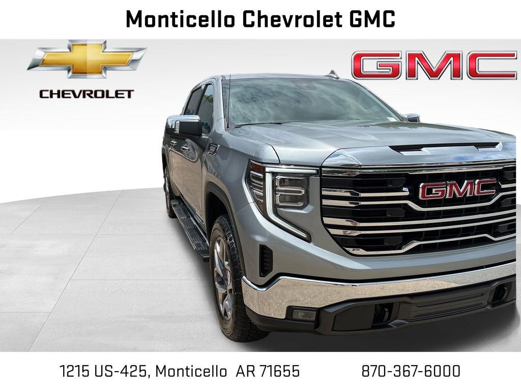 2026 GMC Sierra 1500 SLT in Sterling Metallic — front three-quarter view