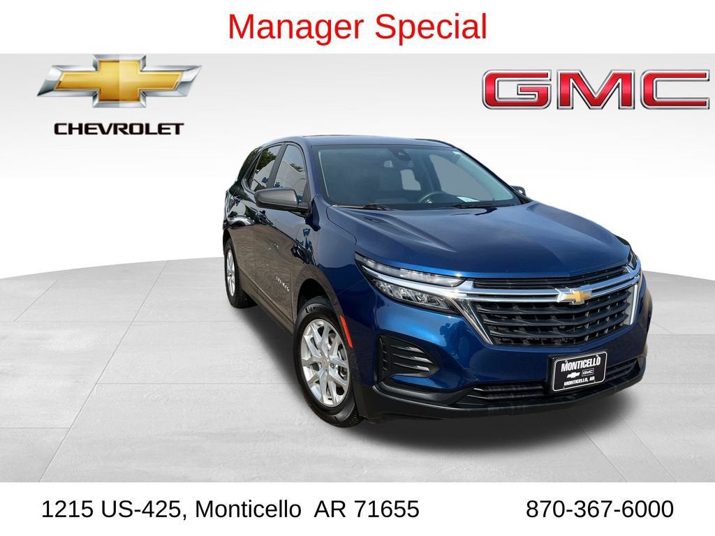 2022 Chevrolet Equinox LS in Blue Glow Metallic — front three-quarter view