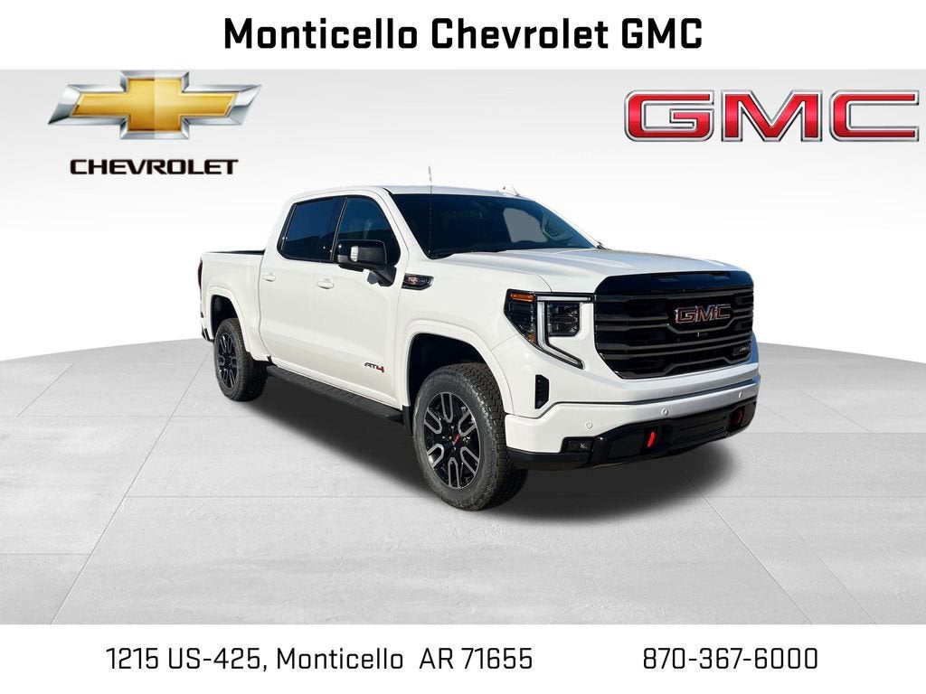 2026 GMC Sierra 1500 AT4 in Summit White — front three-quarter view